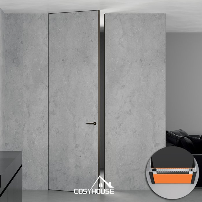 Fluted Wood Panel Hidden Door Flush with Wall for Modern Interior Design