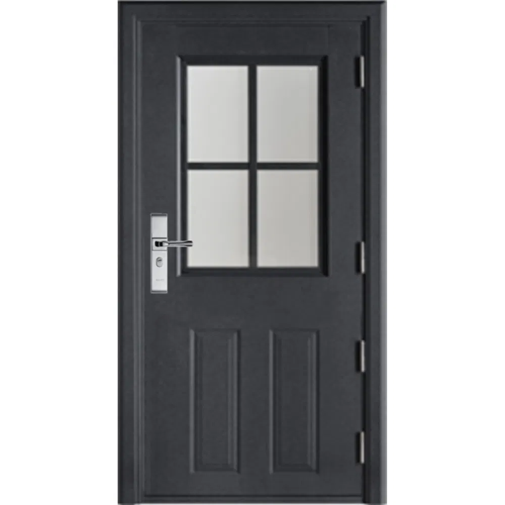 Half Glass Lite French Black Apartment Entrance Dutch Popular Steel Door