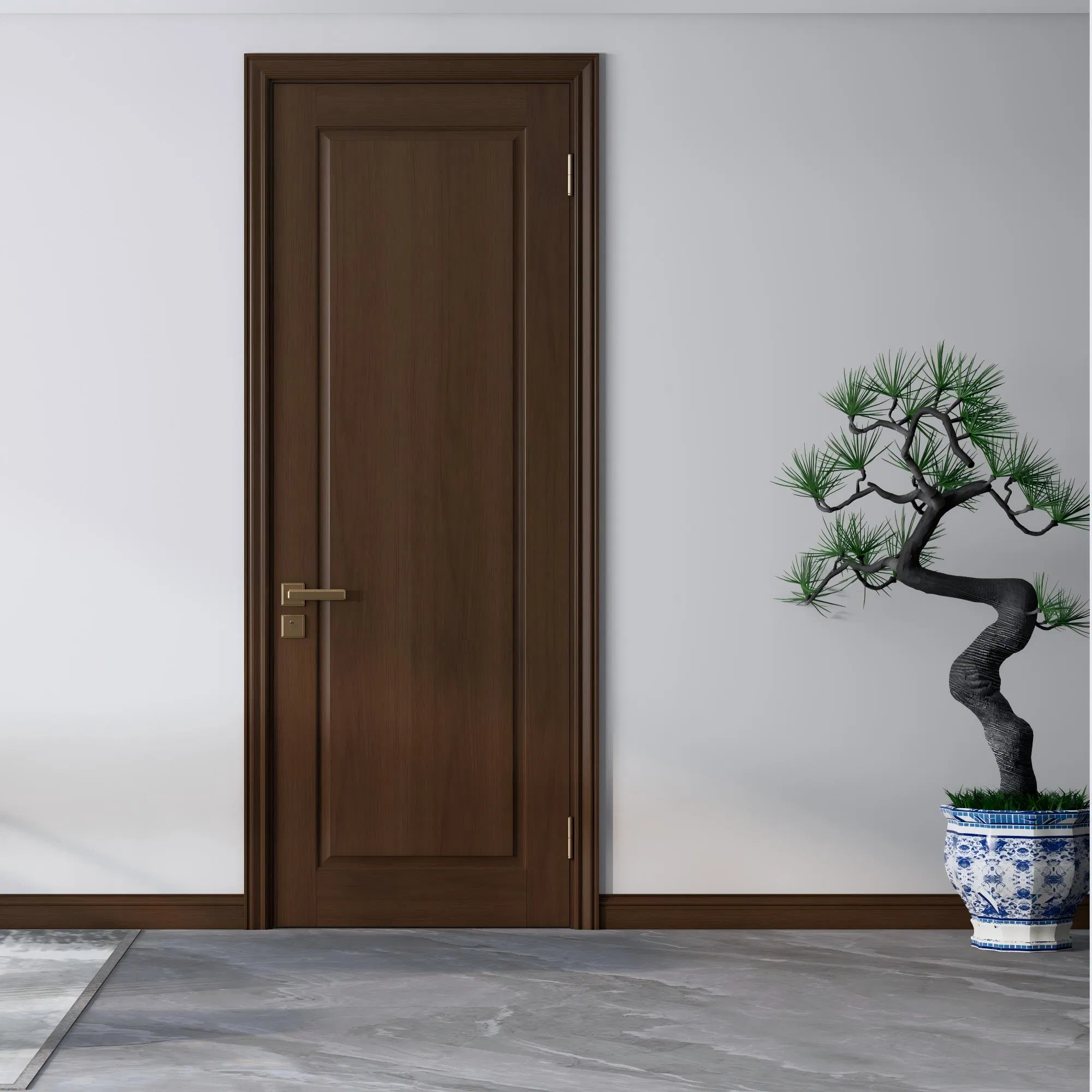 White Plain Bedroom Prehung Panel Interior Wood PVC Interior Hotel Primed Shaker Internal Hollow Core HDF Door for Home Hospital Villa Office Room