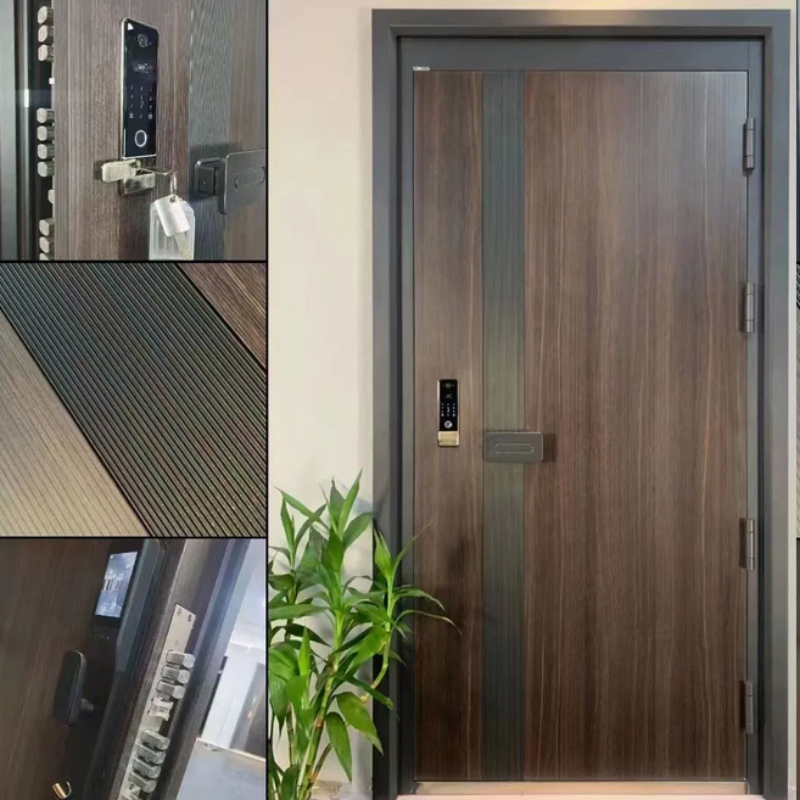 Thick Panel Steel Bullet Resistant Office Building Door with Four Invisible Hinges and Complete Accessories