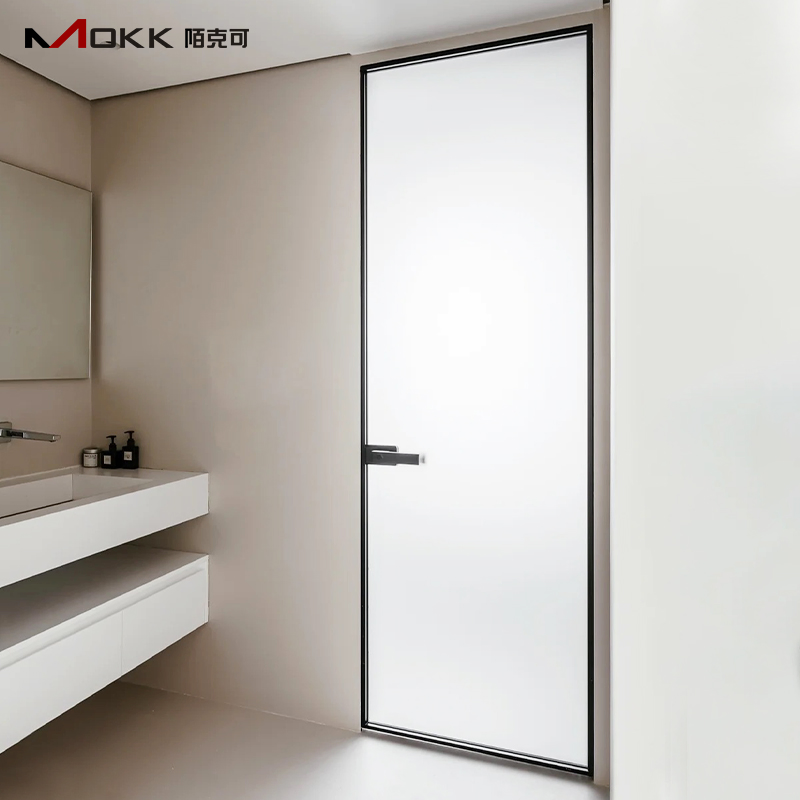 Narrow Frame Interior Kitchen Door Aluminum Casement Dutch Glass Door Flush Modern Toilet Swing Bathroom Security Door with Lock
