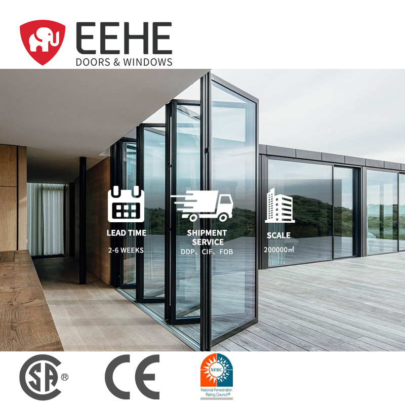 Eehe Slimline Aluminium Bifold Dutch Door with Laminated Glass out Swing in Swing Options CE
