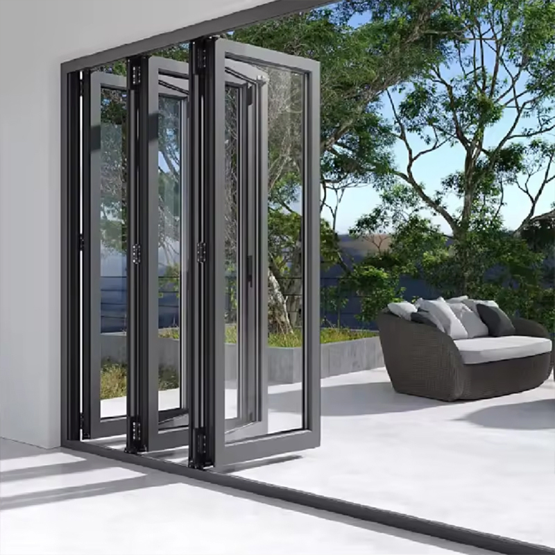 Customized Waterproof Exterior Aluminum Glass Bifold Patio Sliding Bi Folding Door