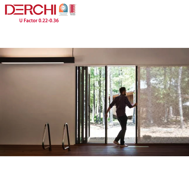 Residential Soundproof Aluminum Glass Patio Exterior Double Glazing Aluminum Sliding Bifold Door