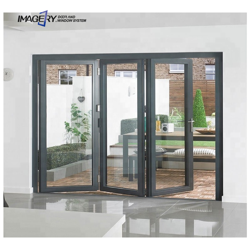 Folding Sliding Solid Door System Aluminium Glass Bifold Sliding Door