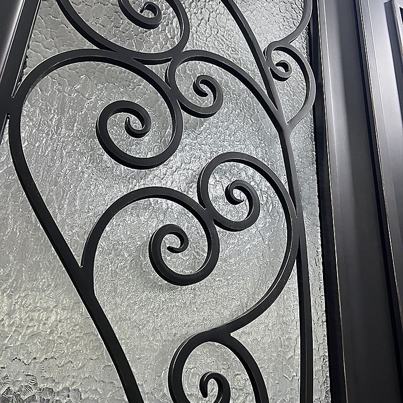 Arch Top Exterior Main Entry Wrought Iron Door Front Entrance Door of The House with Lock Villa Dutch Glass Door