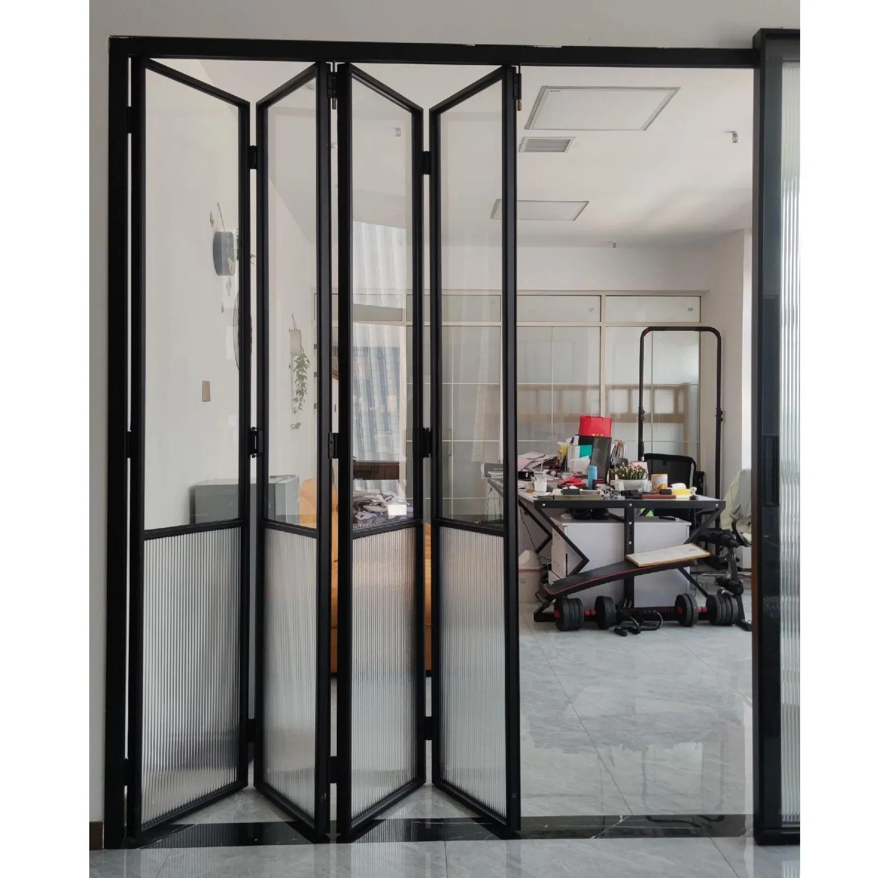 Gate Automatic Motorized Folding Entrance Security Patio Bifold Aluminum Glass Sliding Door