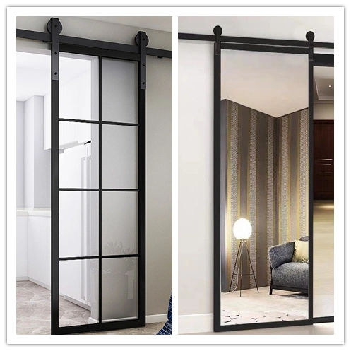 Modern Design Black Aluminium Glass Barn Sliding Door Tempered Glass Hanging Door Interior Iron Barn Door Aluminum Sliding Door Shower Barn Door From China