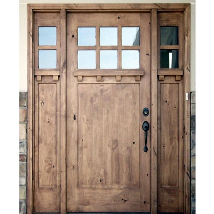 Front Entry Wooden Single Dutch Door with Sidelights and Glass Popular in Canada