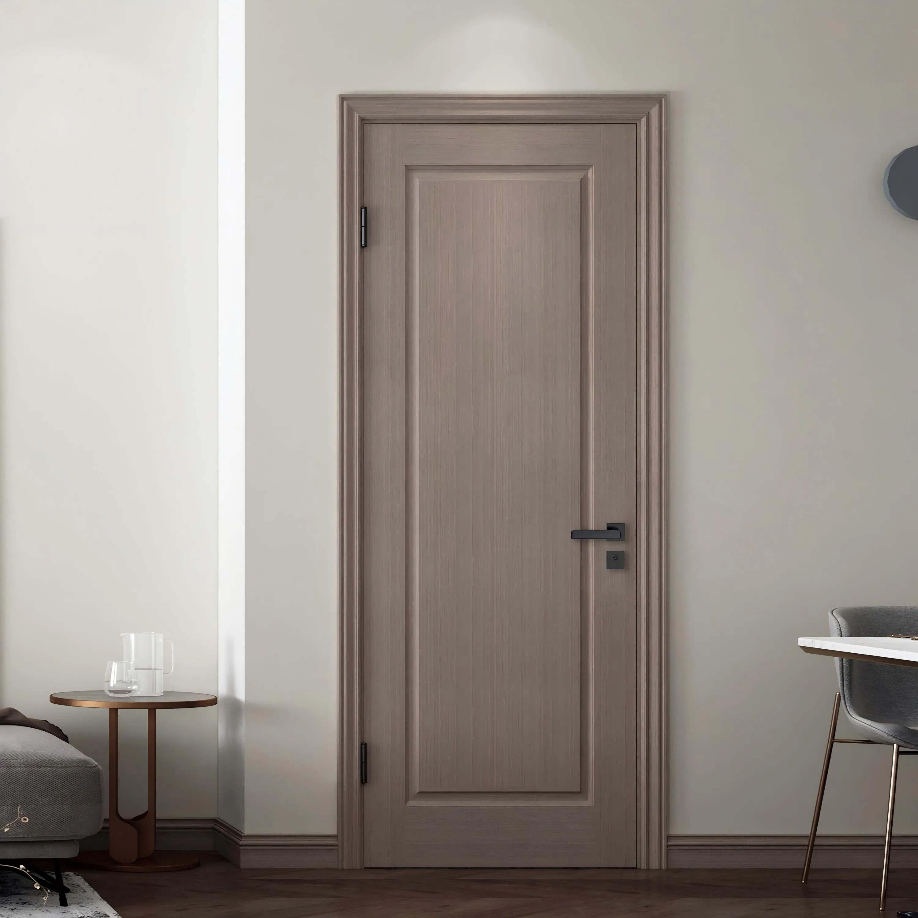 White Plain Bedroom Prehung Panel Interior Wood PVC Interior Hotel Primed Shaker Internal Hollow Core HDF Door for Home Hospital Villa Office Room