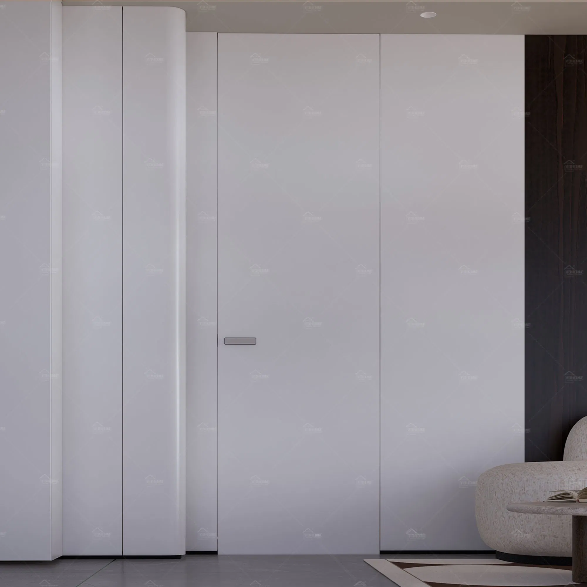 China Top Factory Modern Style Simple Design Luxury Black Composit Flush Interior Hidden Door