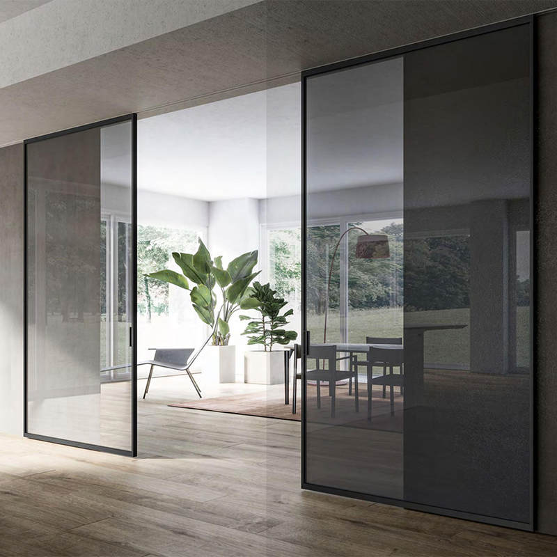 Narrow Villa House Slide Stacker Doors Aluminium 3 Panel Sliding Door Low E Glass Thermal Break Patio Glass Sliding Door Narrow-Framed Glass Doors, Terrace Door