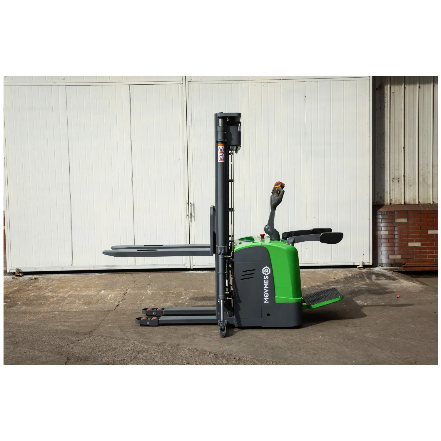 2.0 Ton 2000kg Warehouse Using Rider Type Heavy Duty Electric Pallet Stacker Forklift Truck with Support Leg