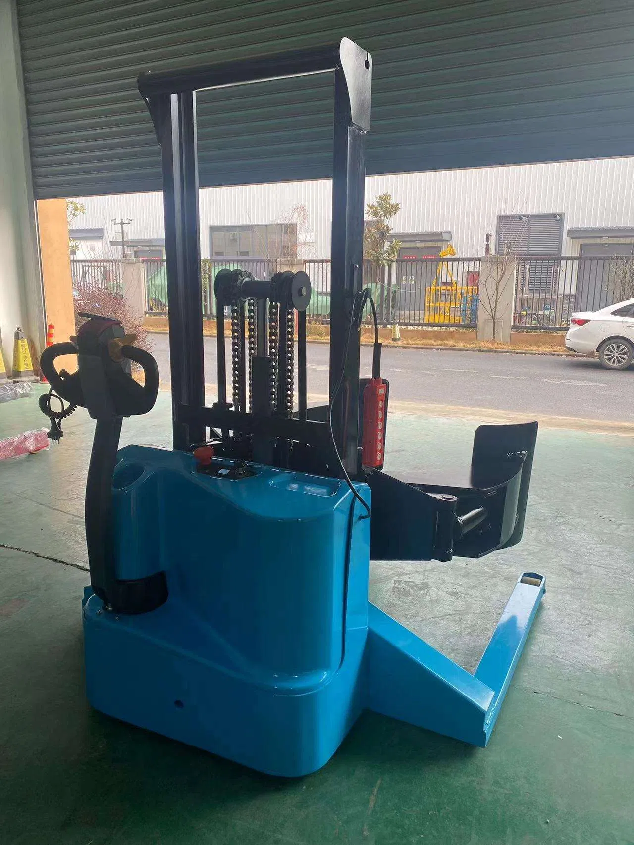 3000mm 1000kg Full Electric Walkie Roll Stacker with Paper Roll Clamp