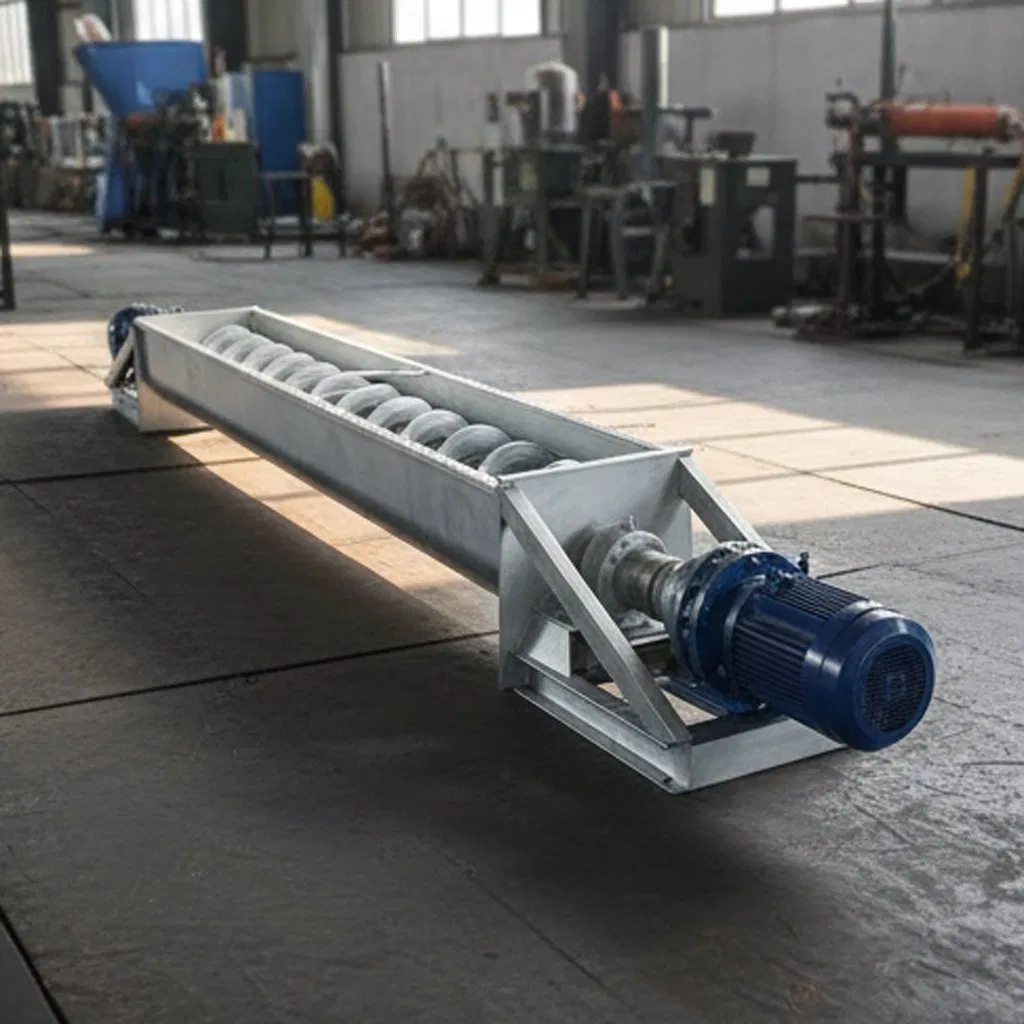Rust-Proof Painted Carbon Steel Screw Conveyor for Indoor Material Transfer Operations