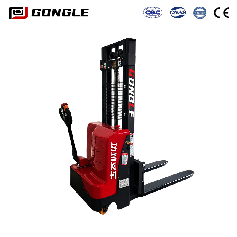 2ton 4m Hydraulic Full Electric Powered Walkie Pedestrian Pallet Truck Stacker Lifting Forklift Fork Lift Machine