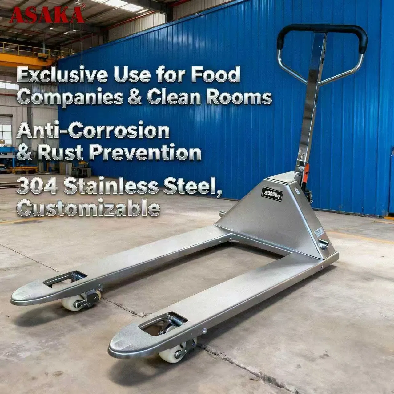 Asaka High Lift Hand Warehouse 2.5 Ton Stainless Steel Hand Pallet Truck