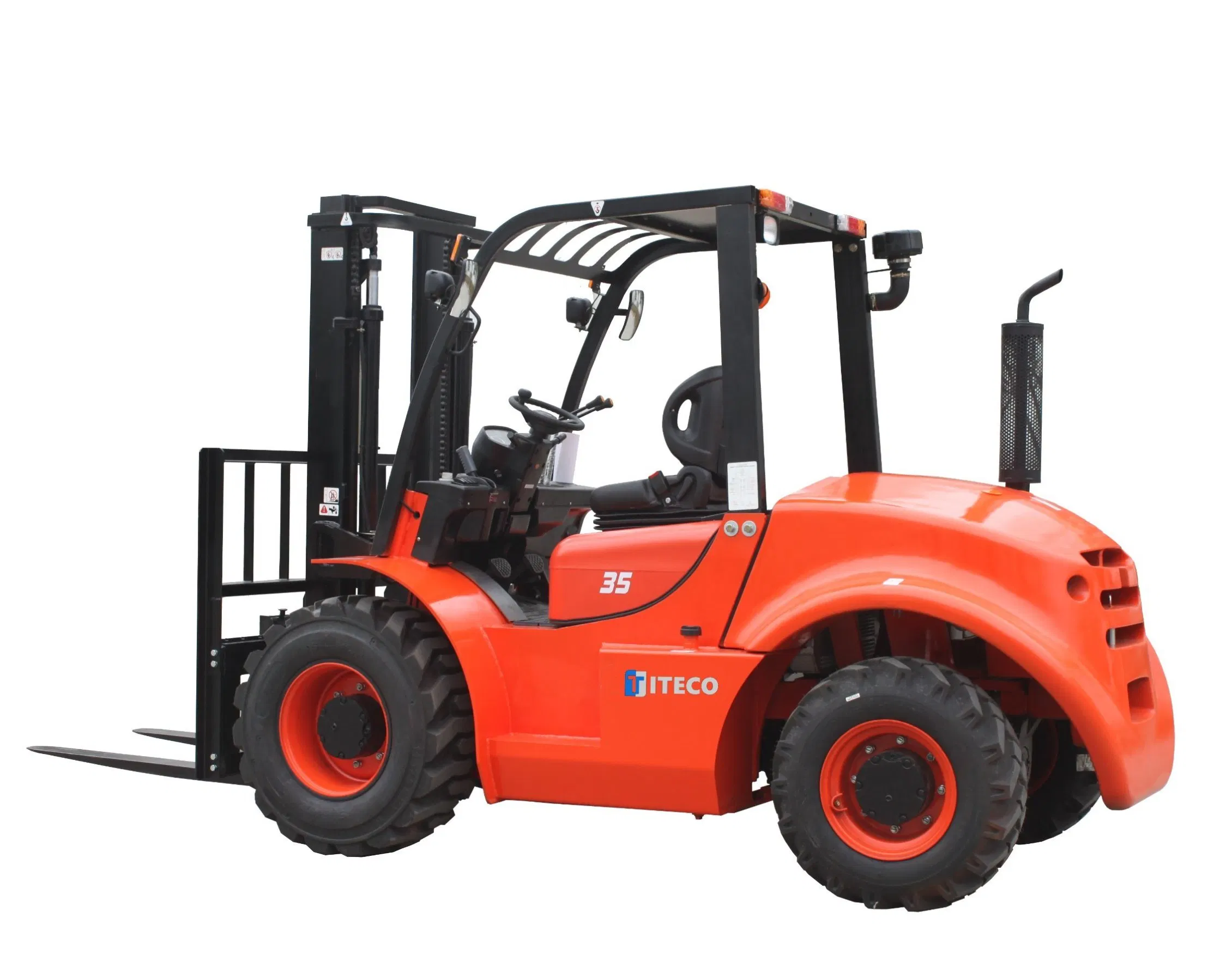 Titeco 2ton-4ton Ride-on Rough Terrain Fork Lift Trucks Mountain Forest Transport off-Road Forklift with Side Shifter/Closed Cabin/Toyota Suspension Seat