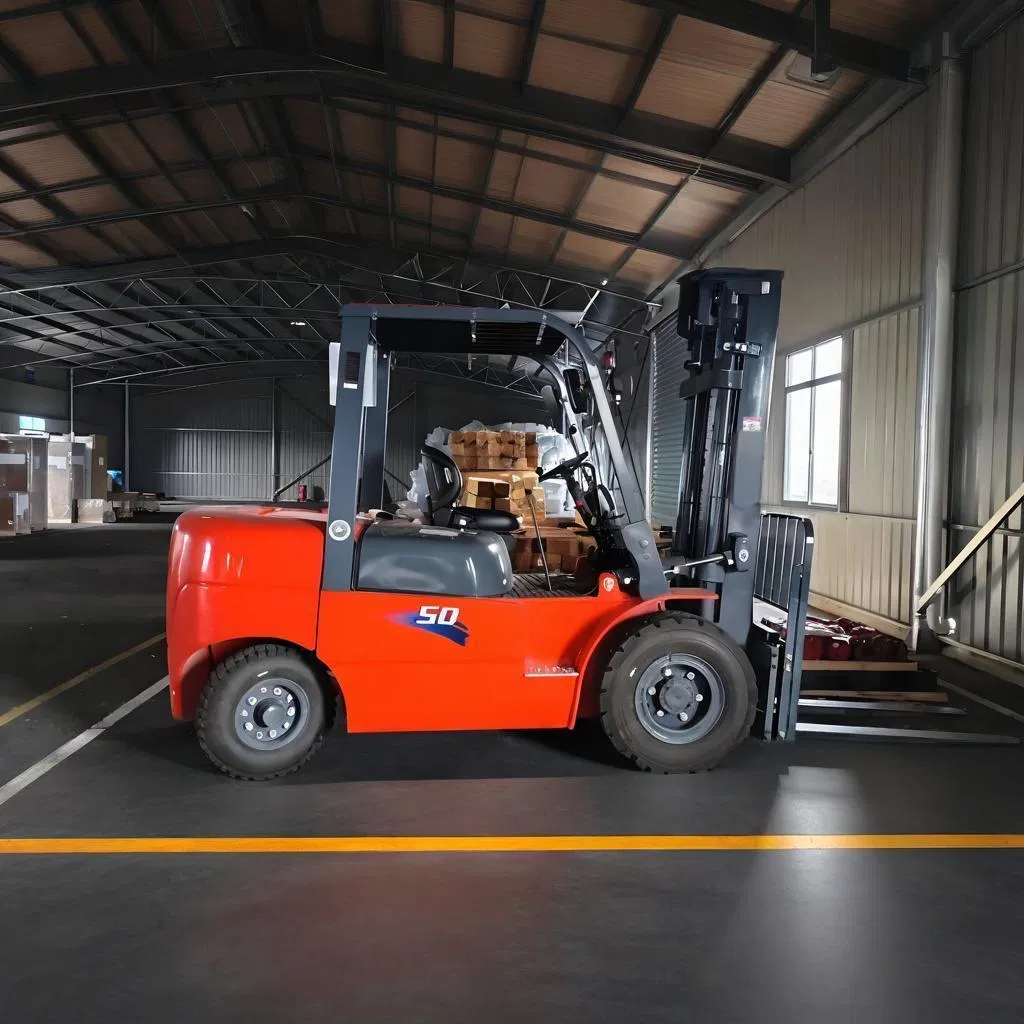 Heavy Duty Diesel Forklift Truck with Wide Field of View Mast Type