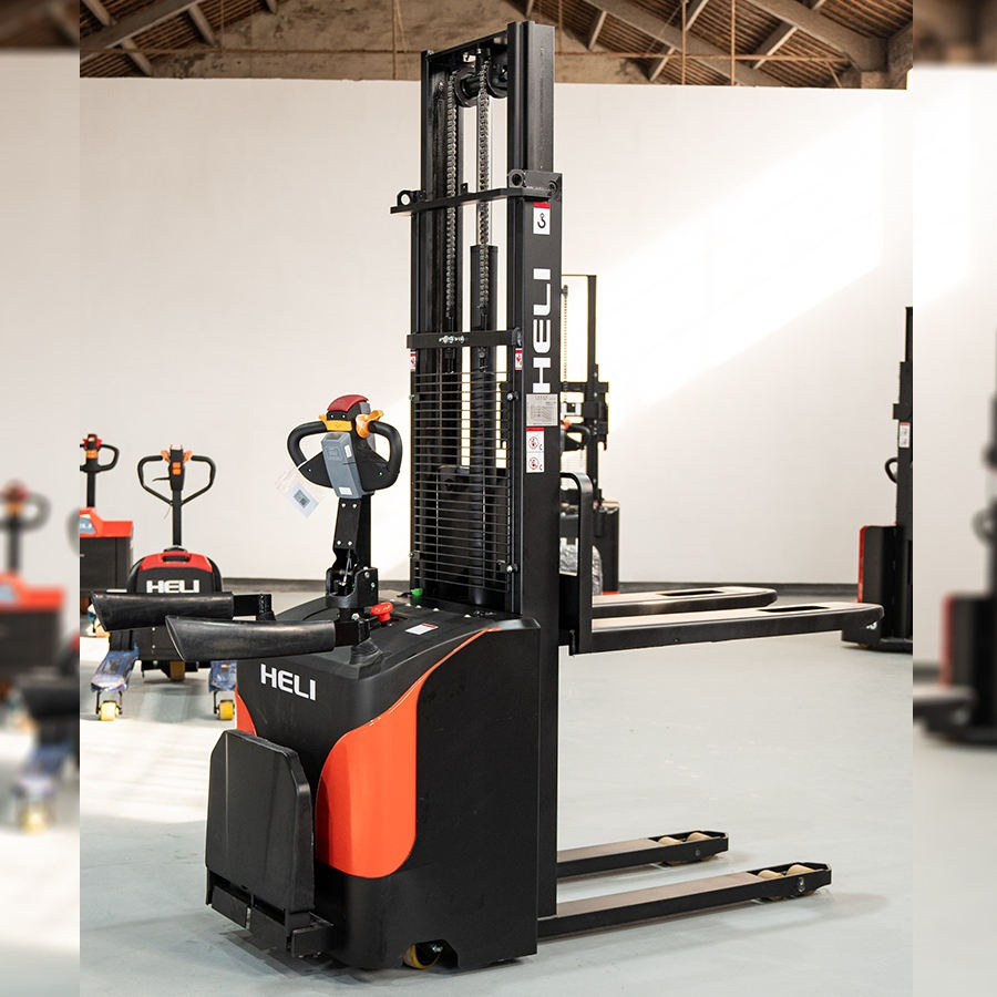 Electric Pallet Stacker Power Self Loading Stacker Forklift Reach 1.5ton 2ton Walkie Stacker