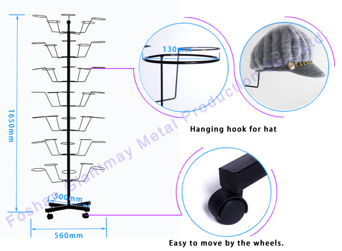 Wholesale Metal Baseball Cap Display Hi Hat Case Holder Hat Rack