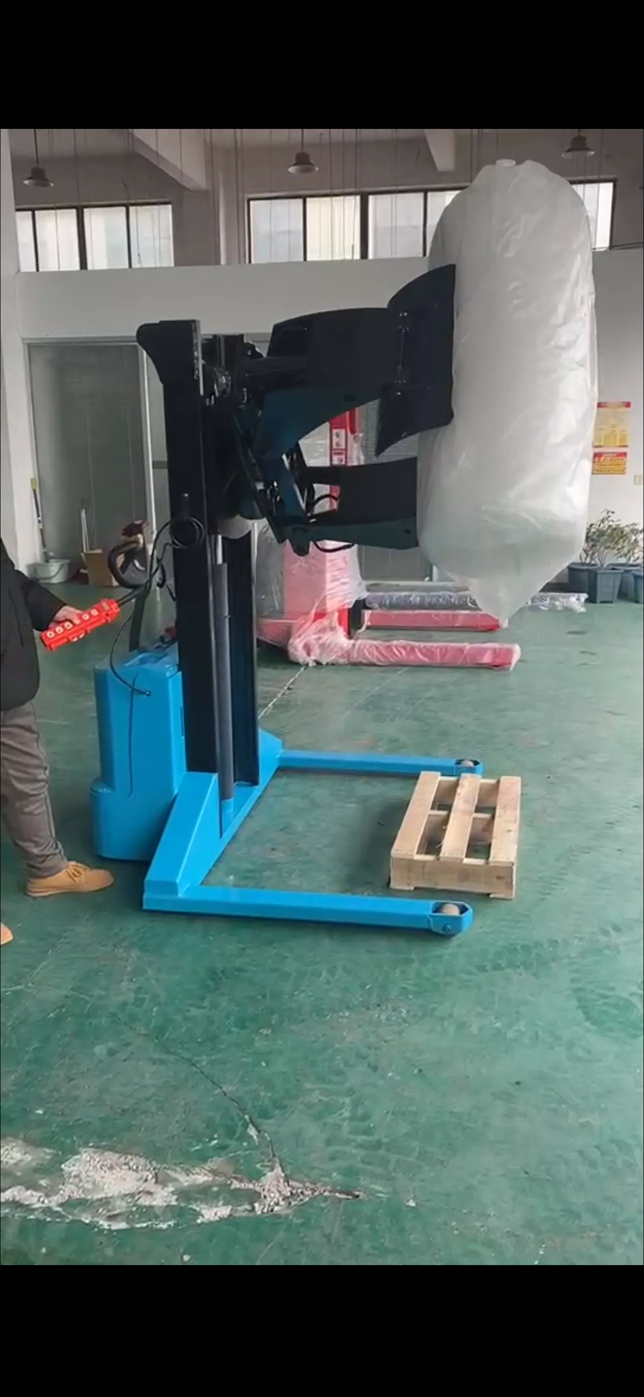 3000mm 1000kg Full Electric Walkie Roll Stacker with Paper Roll Clamp
