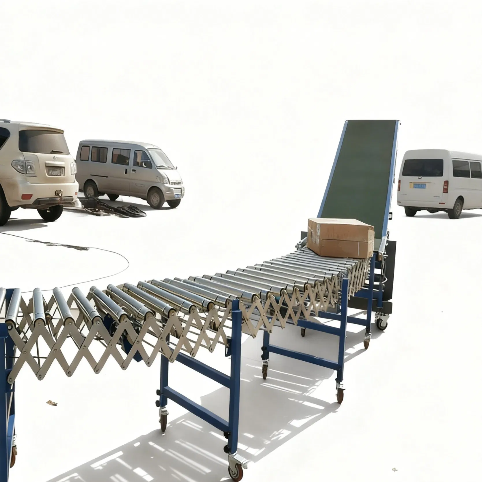 Powered Roller Conveyor System for Smart Warehouse Docks with Telescopic Reach