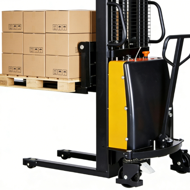 High-Reach Semi-Electric Stacker with 3500mm Max Height for Multi-Level Storage Racks