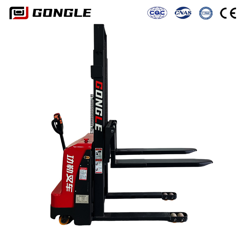 2ton 4m Hydraulic Full Electric Powered Walkie Pedestrian Pallet Truck Stacker Lifting Forklift Fork Lift Machine