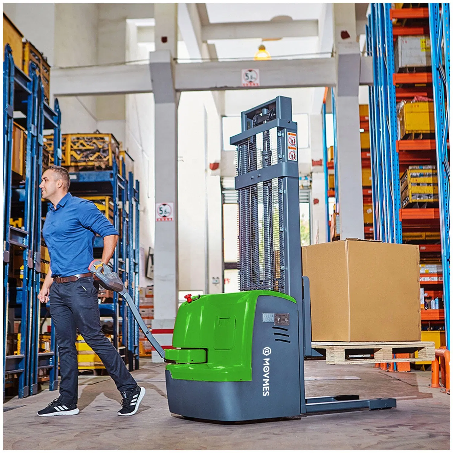 High Quality 1.0ton/1.5ton with 1.6/2.5/3.0m Full Self Lifting Height Economic Walkie Hydraulic Truck/Pallet Electric Stacker Price for Warehouse/Forklift