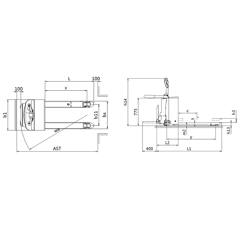 Warehouse Small Electric Hand Pallet Stacker Forklift Truck 2 Ton with 12 Months Warranty