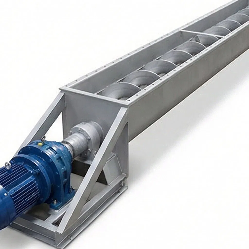 Rust-Proof Painted Carbon Steel Screw Conveyor for Indoor Material Transfer Operations