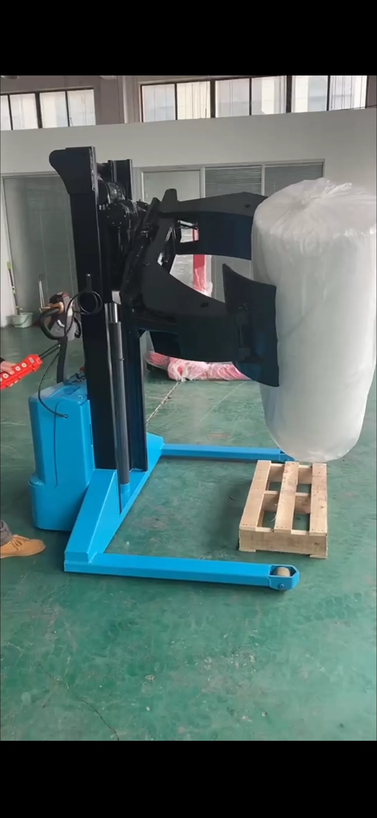 3000mm 1000kg Full Electric Walkie Roll Stacker with Paper Roll Clamp