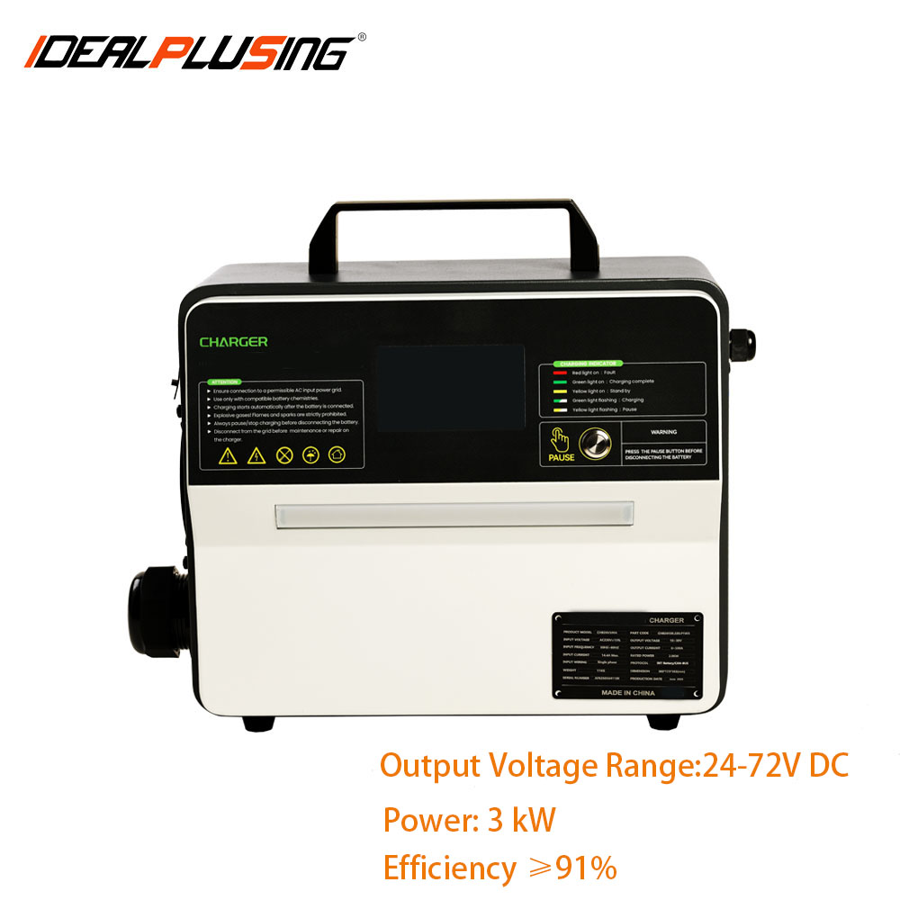 IDEALPLUSING Smart RV Battery Charger Automatic Fast Charging 24VDC 100A 3kW for AGM GEL LiFePO4 Recreational Vehicle Batteries