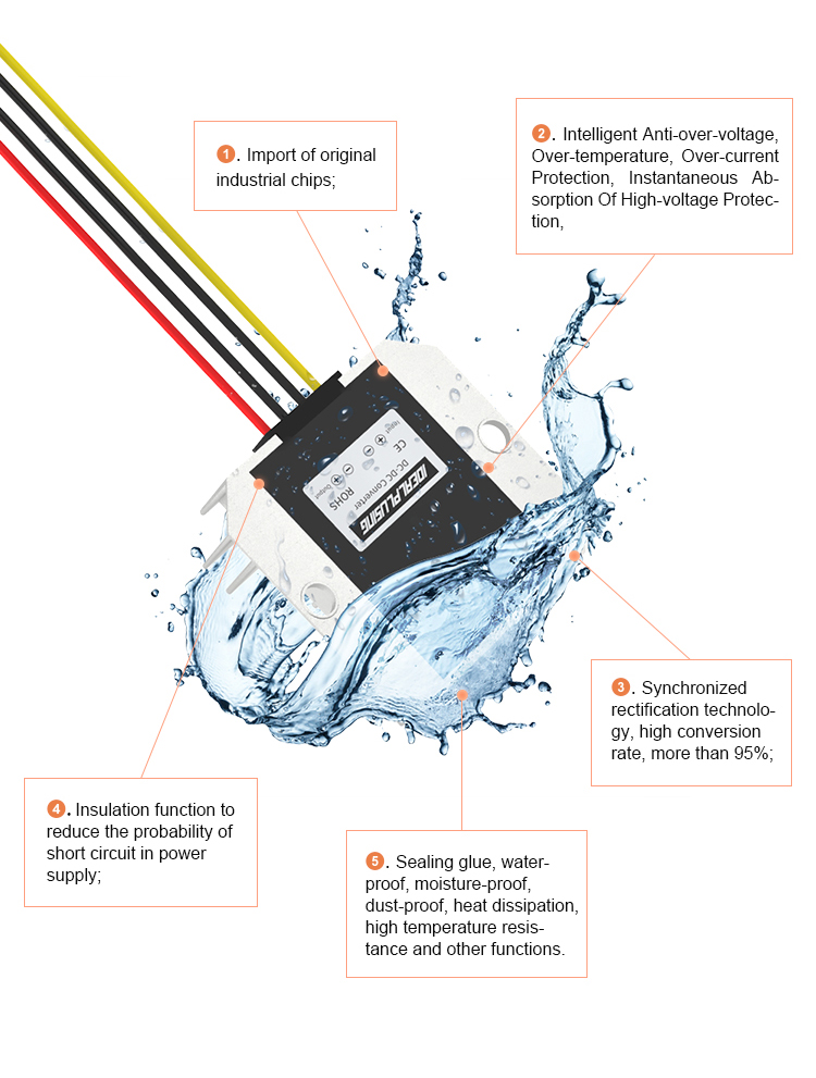 Customization Voltage Stabilizer 1a 2a 3a Dc to Dc 6-20v to 12v Converter for Hotel Service Robot