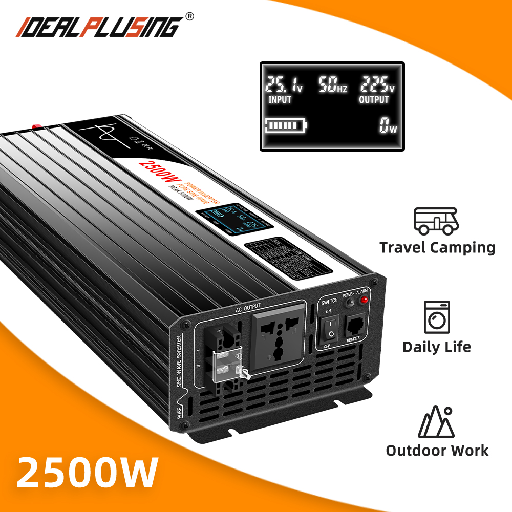 Intelligent 1000W 2000W 2500W Industrial Equipment Power Supply Inverter 24V 48V 84V 110V DC to AC Inverter with Pure Sine Wave