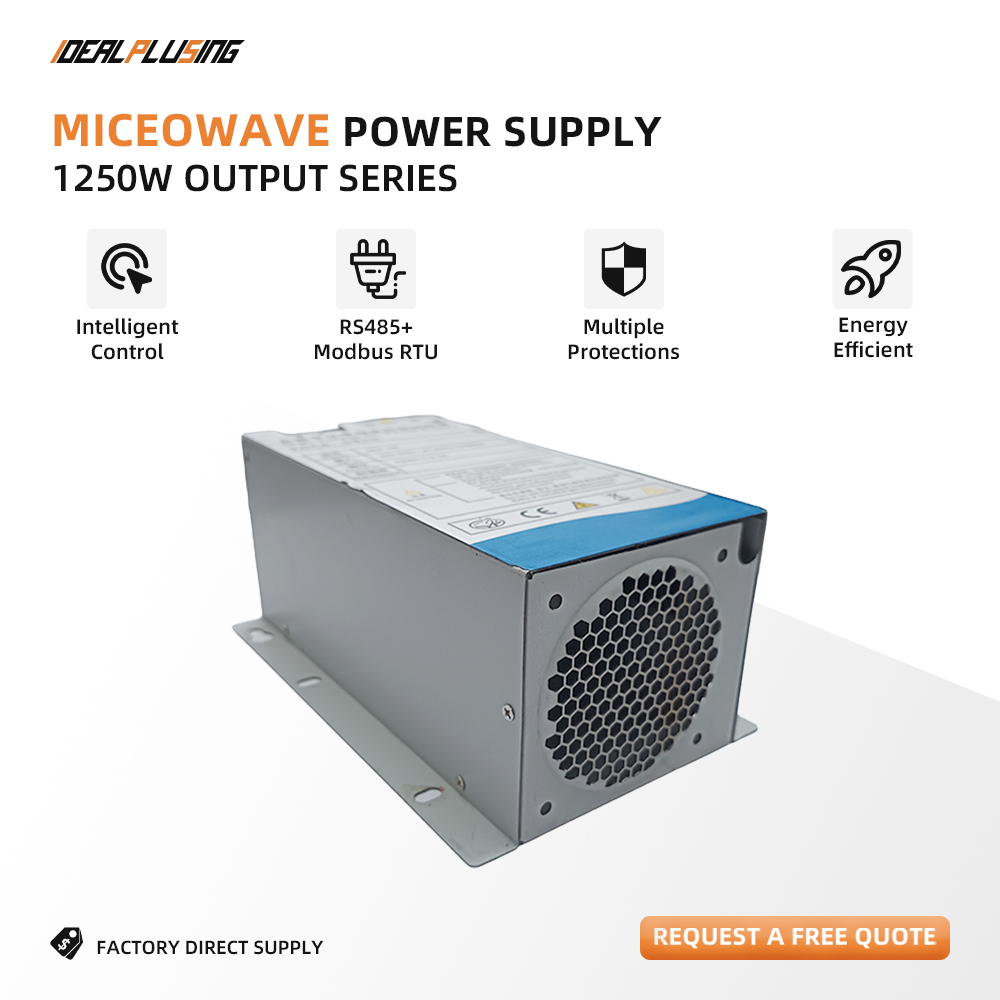 1250W Air-cooled Wide Bandwidth Variable Frequency SMPS Microwave Power Supply for Industrial Drying & Plasma Processing