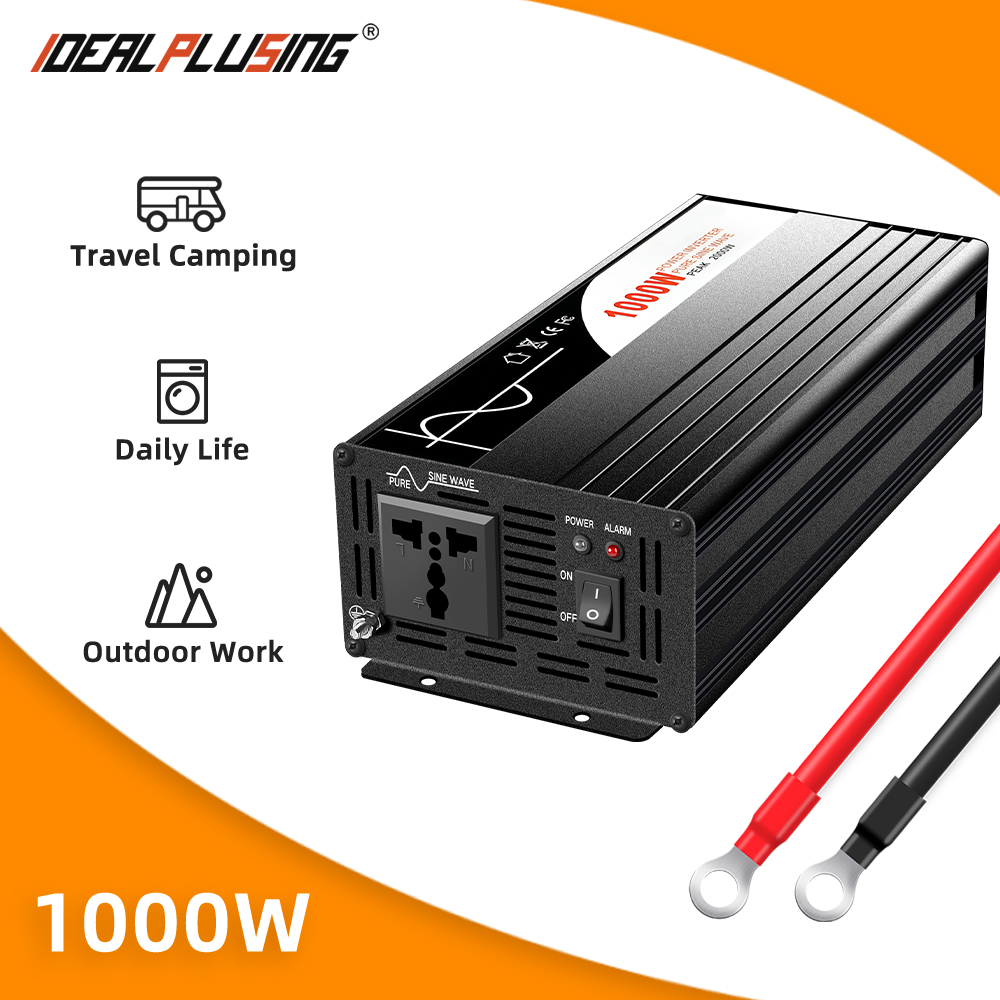 IDEALPLUSING Pure Sine Wave Solar Off-Grid Power Inverter 12V/24V/48V/72V DC to 110V/220V AC 500W-1000W for Home Backup Power