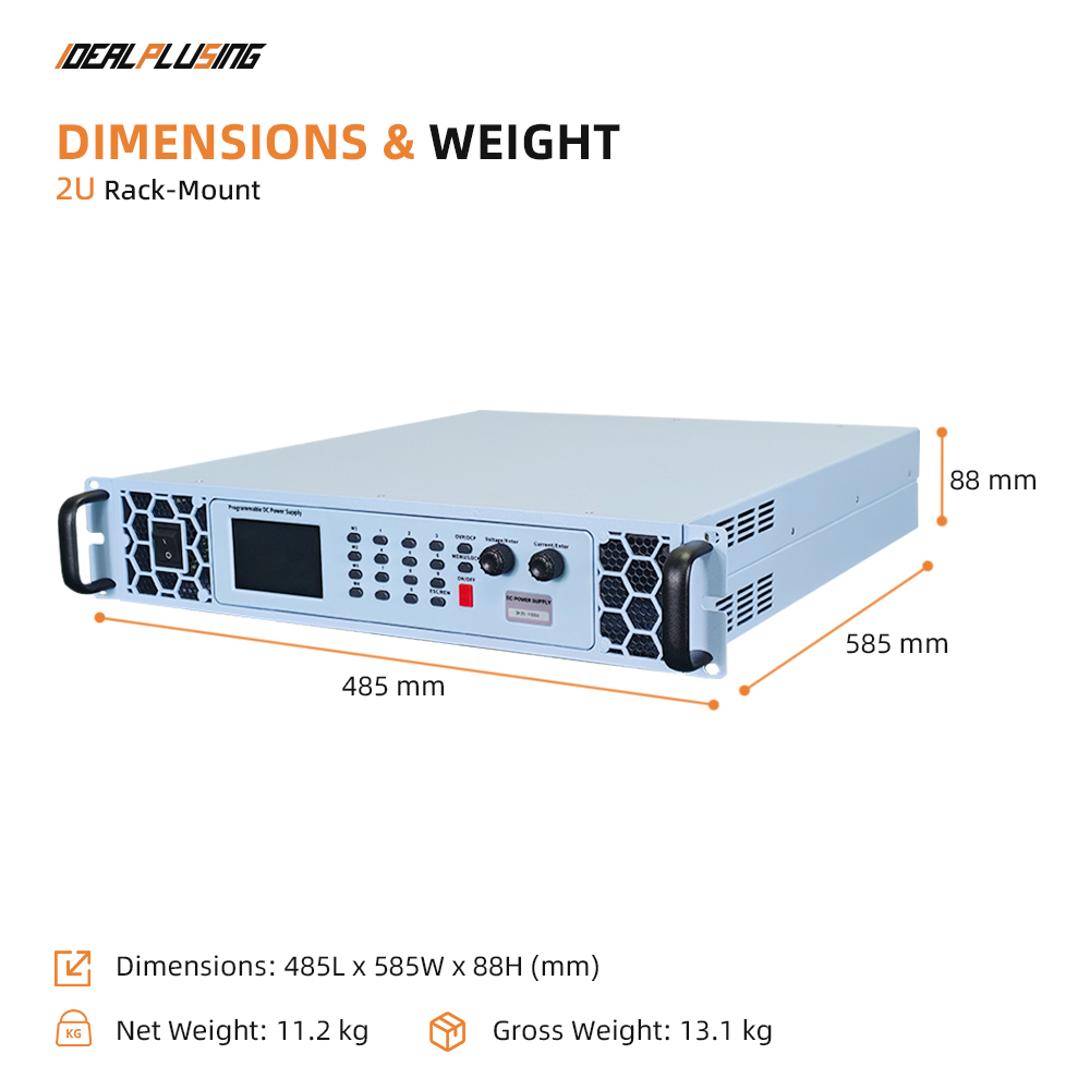 IDEALPLUSING Programmable DC Power Supply 360VDC 1200VDC 3A with RS485 2U Rack Mount High Precision for Automated Test Systems