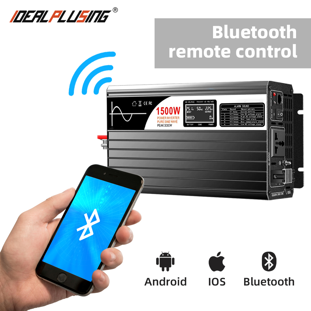 12V/24V/48V/60V/72V Wide Voltage Input Pure Sine Wave Inverter 1500w 110V 120V 220V DC to AC Car Off-grid Inverter