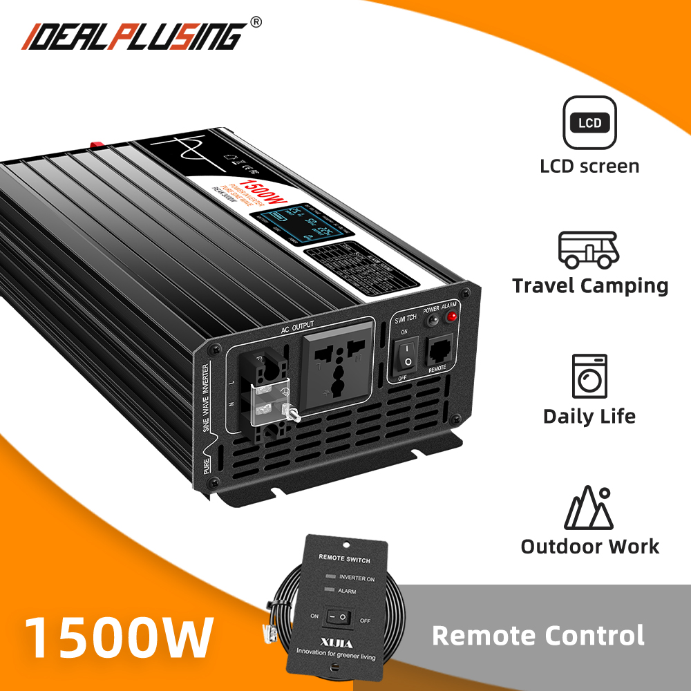 12V/24V/48V/60V/72V Wide Voltage Input Pure Sine Wave Inverter 1500w 110V 120V 220V DC to AC Car Off-grid Inverter
