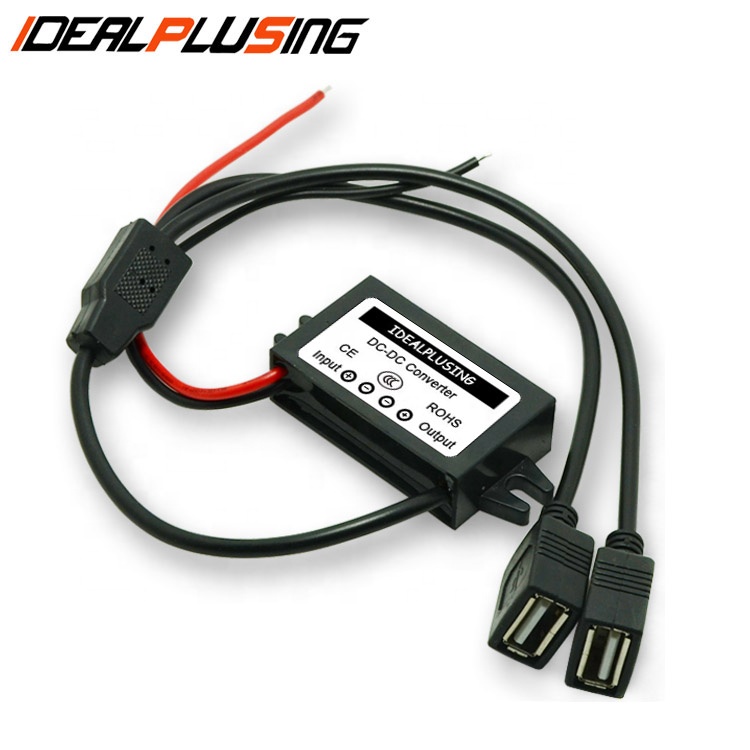 Factory Customization Waterproof IP67 Dc 90v to 5v Converter 3a 15w 1/2 Female USB+Female USB Buck Module Dc-dc Converter