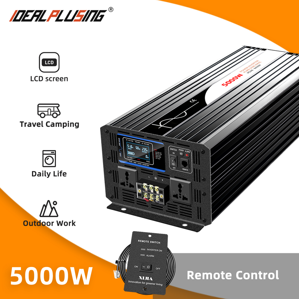 High Performance 12V 24V 48V to 220V 240V Inverter 5000W Pure Sine Wave Inverter for Household Appliance