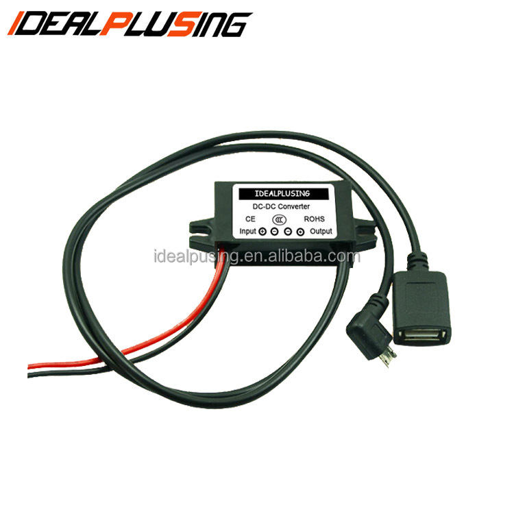 IDEALPLUSING 24v/12v to 5v Step Down Converter 3A Dual Micro Mini USB Car Charger Cable for SmartPhone