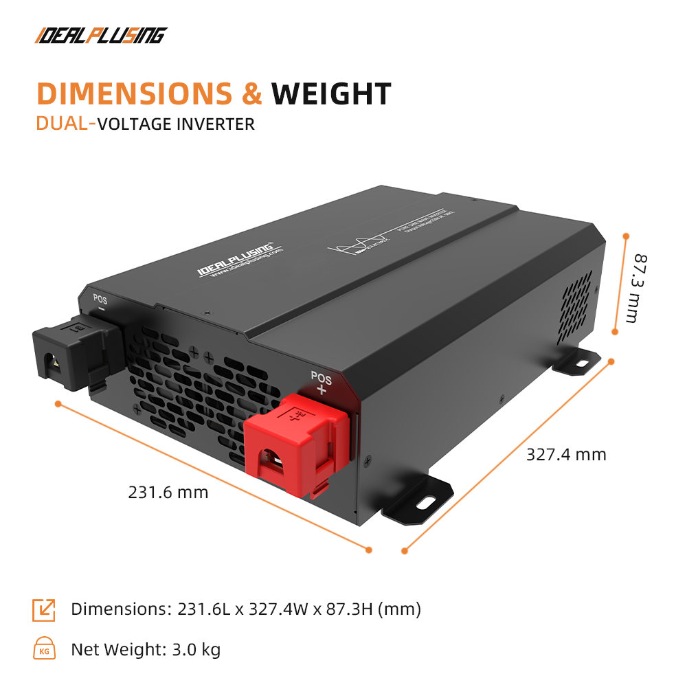 ODM/OEM IDEALPLUSING Pure Sine Wave Inverter Dual Input 12V 24V to 220V 50Hz/60Hz with LED Display for Energy Storage Systems