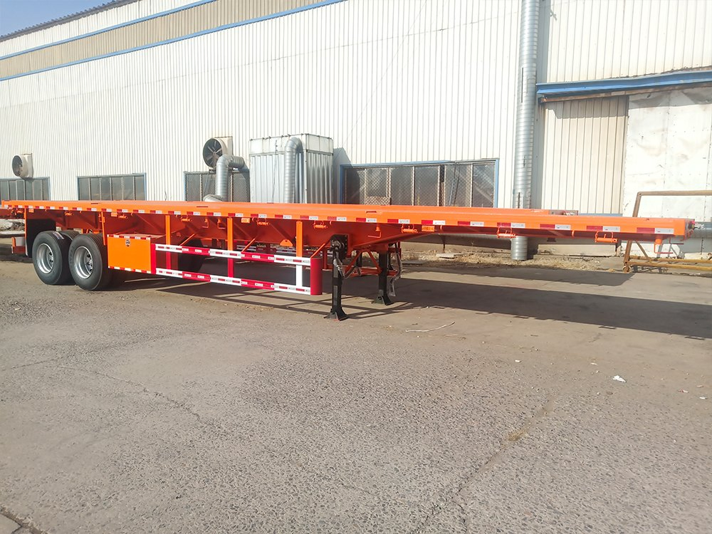 Best Price High Strength 2 Axles 40FT Container Aluminum Lifting Type Twist Locks Flatbed Decking Platform Board Flat Bed Semi Trailer