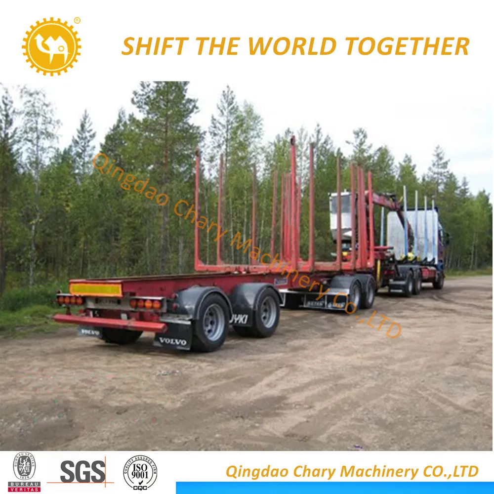 Timber Transport Wagon Wood Lumber Log Loading Flatbed Semi Trailer with Steel Pipes
