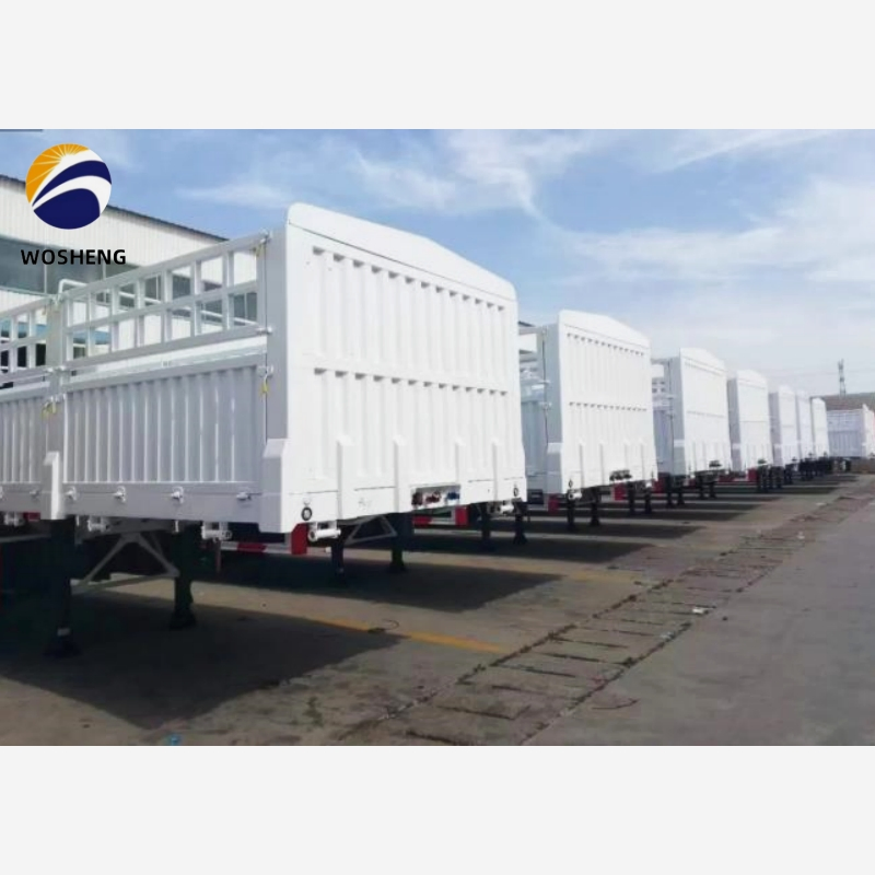 White Color Transport Cargo and Livestock Usage 3 Axle 4 Axle Flat Type Sidewall Side Fence Semi Trailer for Sale
