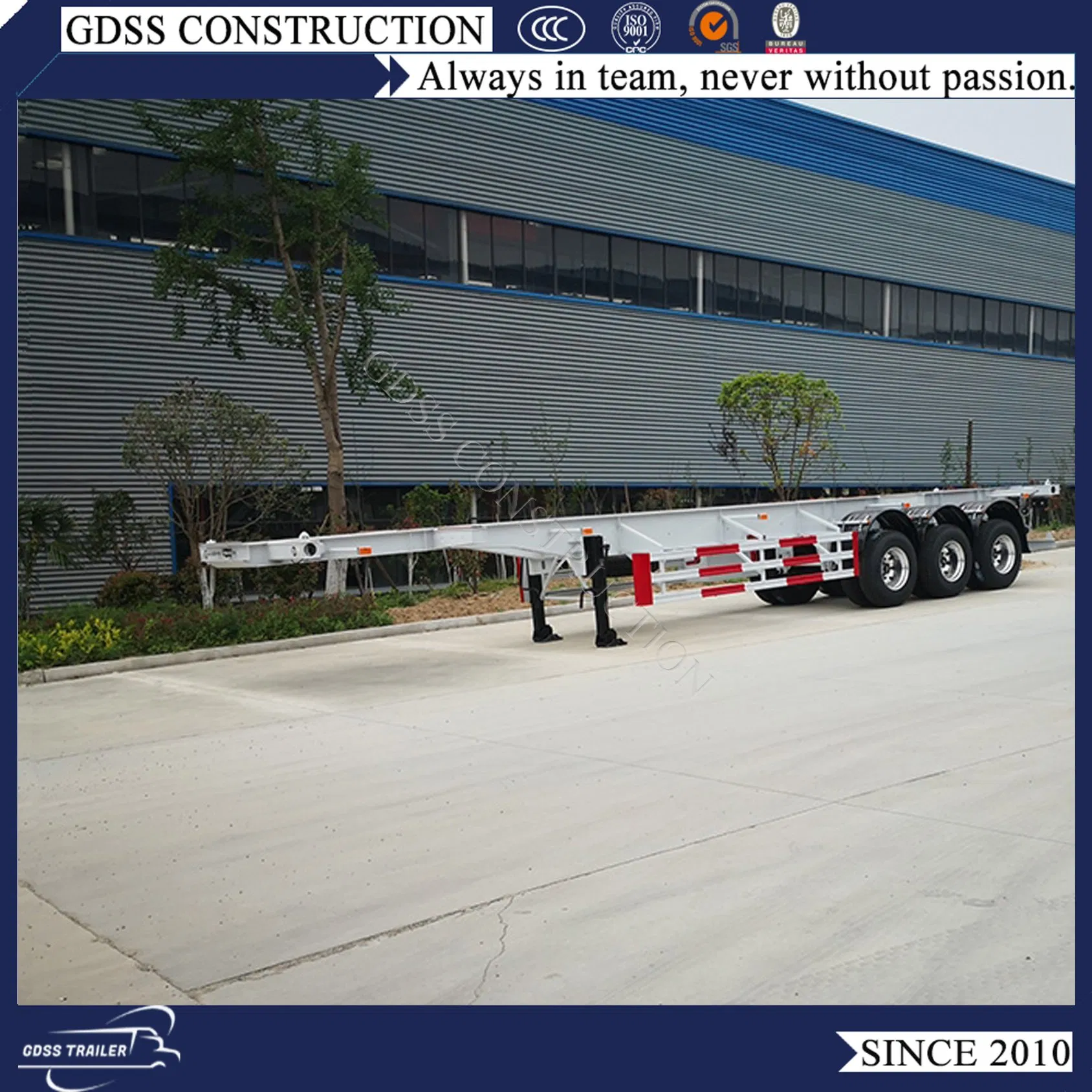 Three Fuwa Axles Container Chassis Frame 40FT Semi Trailer