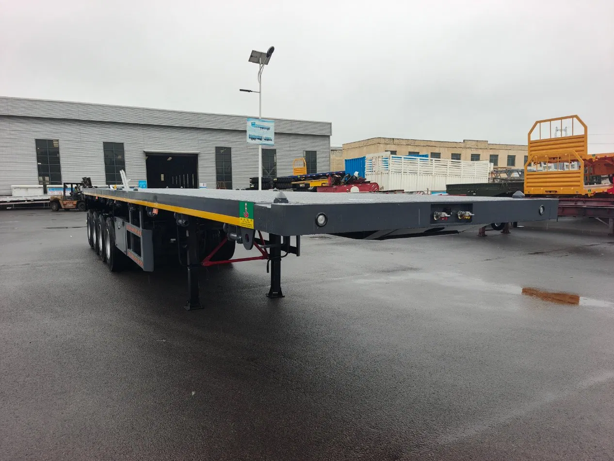 China 3/4 Axle 40FT Container Semi Trailer Chassis Car Trailers Flat Bed Container Flatbed Semi Trailer with Hot Sale